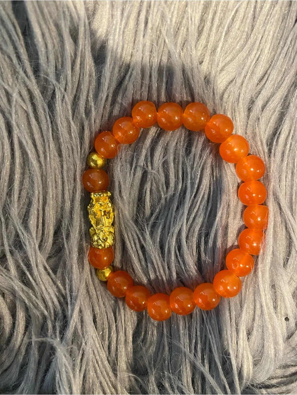 Orange Beaded Bracelet with Gold Accent one size